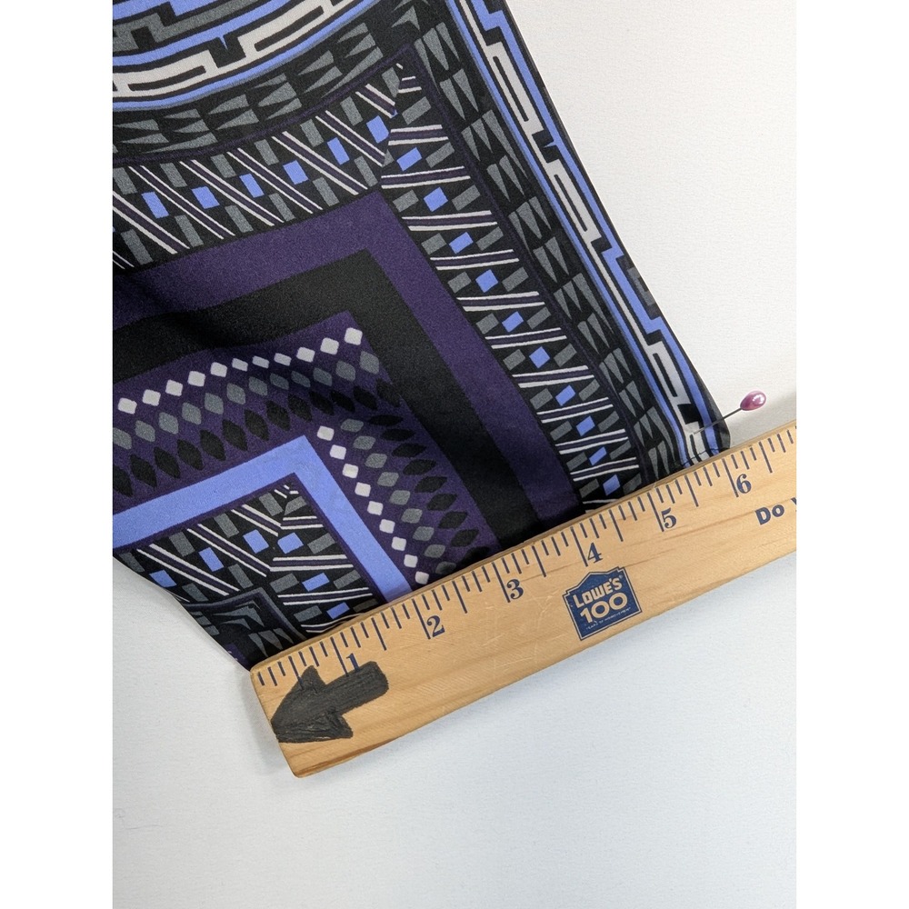 Chicos Blue Purple Geometric Tribal Print Split Neck Bubble Blouse 3/4 Sleeve - Picture 9 of 9